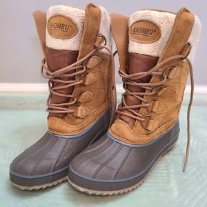 Khombu Leather Rubber Fur Boots Size 8